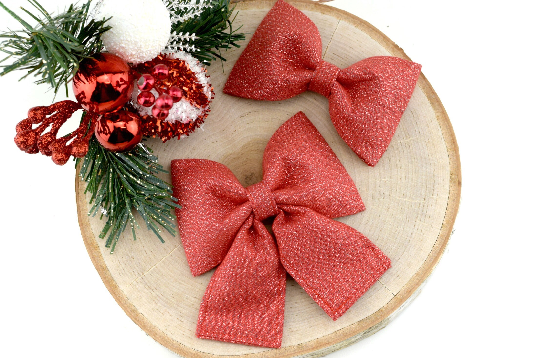 Red GLITTER Dog Collar Bow Christmas Dog Collar Bow Tie Etsy