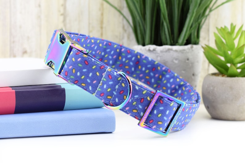 Sprinkles Dog Collar Blue Summer Print Fabric Dog Collar Etsy