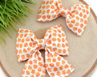 Pumpkin Patch Dog Collar Bow ~ Cute Fall Dog Bow Tie ~ Pumpkin Girly Collar Bow ~ Slide On Bow for Dog Collar ~ Sandy Paws Collar Co®