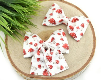 Mushroom Dog Collar Bow - Red & White ~ Dog Bow Tie ~ Girly Dog Collar Bow ~ Slide On Collar Bow ~ Sandy Paws Collar Co®