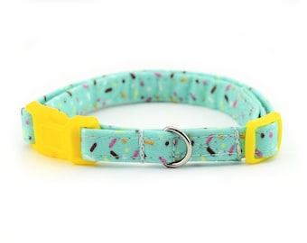 Ice Cream Sprinkles Breakaway Cat Collar - Mint ~ Summer Cat Collar ~ Plastic Quick Release Collar ~ Breakaway Collar ~Sandy Paws Collar Co®