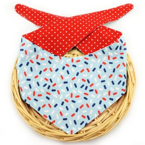 Patriotic Sprinkles Tie-On Dog Bandana - Blue ~ 4th of July Dog Bandana ~ Summer Dog Bandana ~ Custom Dog Bandana ~ Sandy Paws Collar Co®