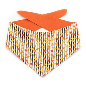 Striped Leaf Tie-On Dog Bandana ~ Reversible Fall Dog Bandana ~ Fall Print Dog Bandana ~ Custom Dog Bandana ~ Sandy Paws Collar Co®