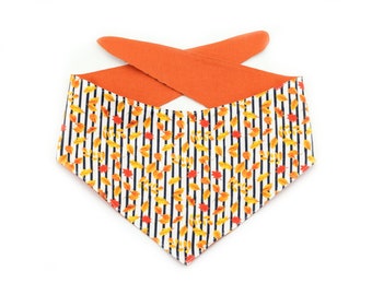 Striped Leaf Tie-On Dog Bandana ~ Reversible Fall Dog Bandana ~ Fall Print Dog Bandana ~ Custom Dog Bandana ~ Sandy Paws Collar Co®