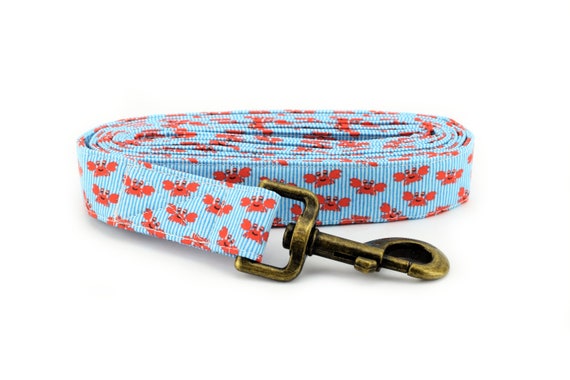Striped Crab Dog Leash Blue Summer Print Fabric Dog Leash Fashion