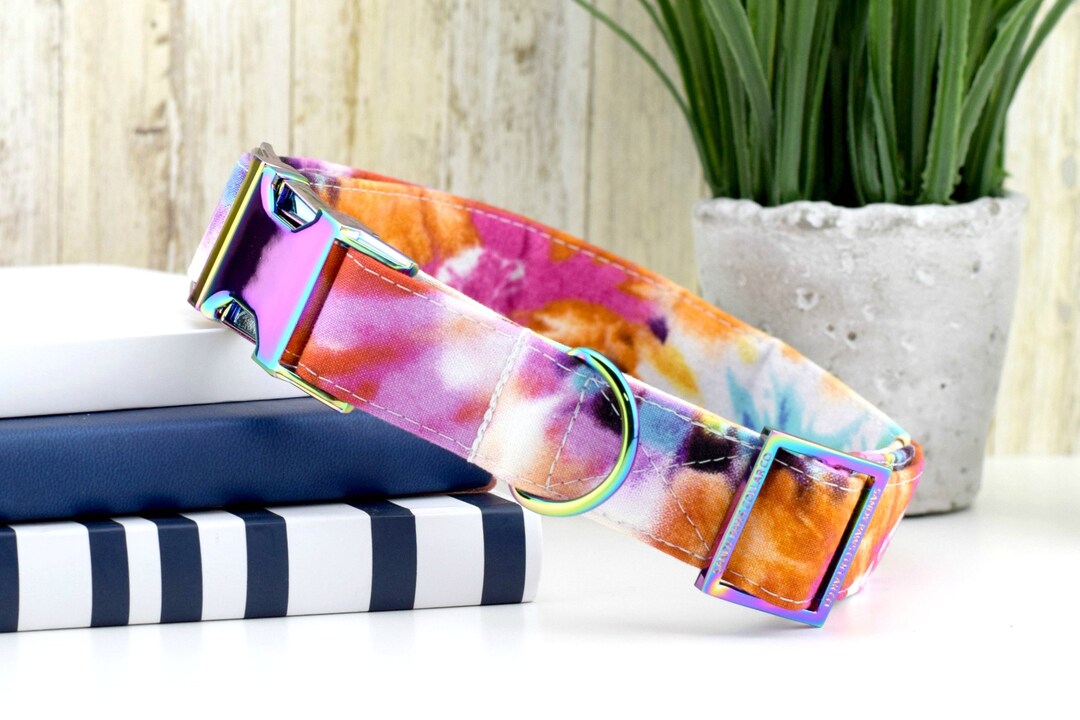 Tie Dye Dog Collar Multi Color Fabric Dog Collar Fashion Dog Collar