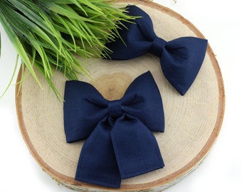 Solid Navy Dog Collar Bow ~ Fabric Bow Tie ~ Girly Dog Collar Bow ~ Slide On Bow for Dog Collar ~ Sandy Paws Collar Co®