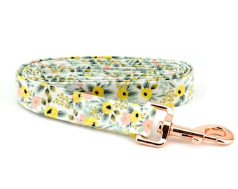 Primavera Rosa hondenriem - crème ~ Rifle Paper Co stoffen riem ~ mode hondenriem ~ roségouden metalen hardware
