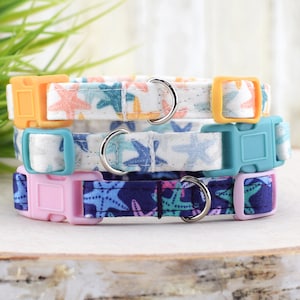 Starfish Breakaway Cat Collar ~ Summer Cat Collar ~ Plastic Quick Release Cat Collar ~ Breakaway Cat Collar Hardware ~ Sandy Paws Collar Co®