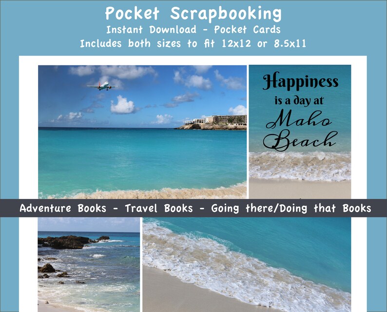 Maho Beach Project Life Travel Cards Pocket Card Journal Cards Scrapbooking Cards Printable Planner Cards Vision Board Instant Download