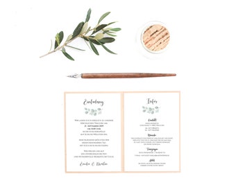 Hochzeitseinladungen, Einladungen zur Hochzeit, Hochzeitskarten, Hochzeitspapeterie • Eucalyptus Klappkarte