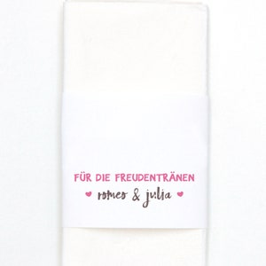 Banderolen for handkerchiefs, tears of joy banderoles • Pink Wedding