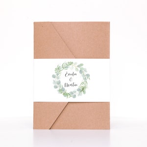 Invitación de boda bolsillo, invitación de boda Pocketfold tarjeta • Eucalyptus amor
