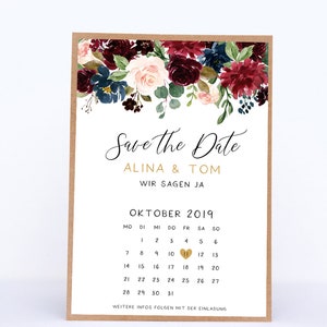 Save the Date Karten mit Kalender - Alina&Tom
