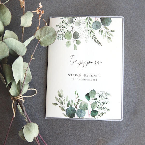 Impfausweis Hülle • Impfpass Eucalyptus • personalisiert