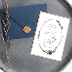 Conjunto de tarjetas • Nacimiento de tarjeta plegable • Azul