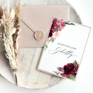 Conjunto de tarjetas • Feliz cumpleaños • Rosa floral