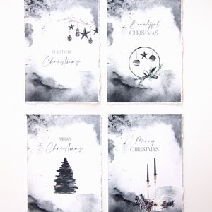 4er Set Weihnachtskarten, Weihnachtspost, Grußkarte zu Weihnachten, Postkarte Weihnachten • Black Edition