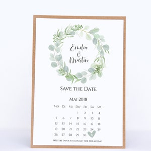Save the Date Karten mit Kalender - Eucalyptus Love2
