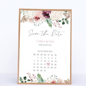 Save the Date Karten mit Kalender - Carla&Tim