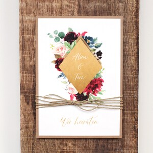 Invitations de mariage, invitations de mariage, mariage cartes, Hochzeitspapeterie, kraft papier • Alina & Tom