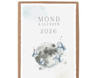 Mondkalender 2026 | Lunar Calendar, Kalender 2026, Postkarten Kalender, Mondphasen