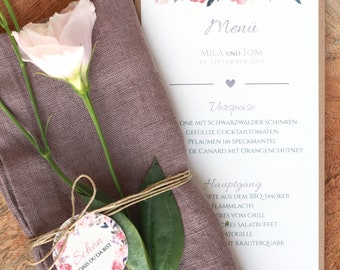 Menu cards, buffet cards, menus, buffet