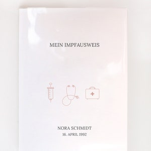 Capa de certificado de vacinação • Ícones rosé • personalizada