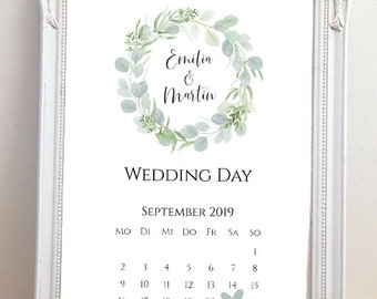 Personalized Wedding Gift - Poster Eucalyptus Love