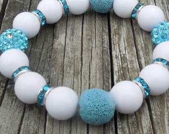 Black or White Bracelet with Lava Stones for use with Essential Oils