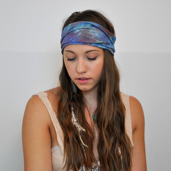 Boho Tie Dye Headband/Headwrap : Hippie, Bohemian, Silk, Earthy, Dyed, Turban, Wide, Elastic Headband/Headwrap