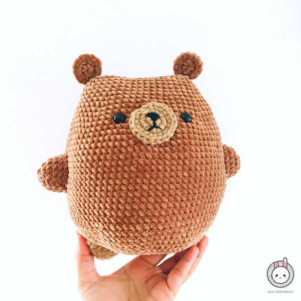 Peluche ourson au crochet - Faite à la main - Grumpy -  Amigurumi art - Les Crochoux - Made in France