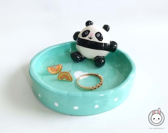 Coupelle à bijoux panda - Faite à la main - Bamboo's pool en argile - Les Crochoux - Made in France