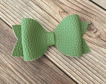 Sage Green Faux Leather Bow