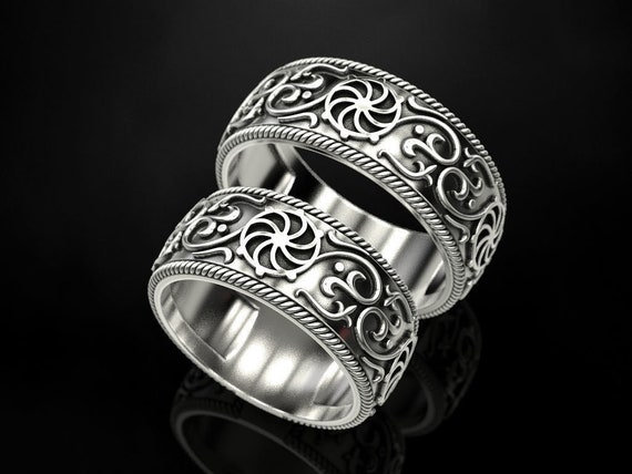 Sterling Silver Eternity Ring Wide Silver Wedding Rings Celtic