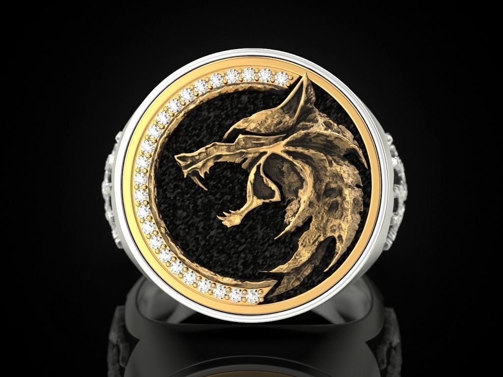 The Witcher Symbol Engraved Silver Ring Witcher Ring Etsy