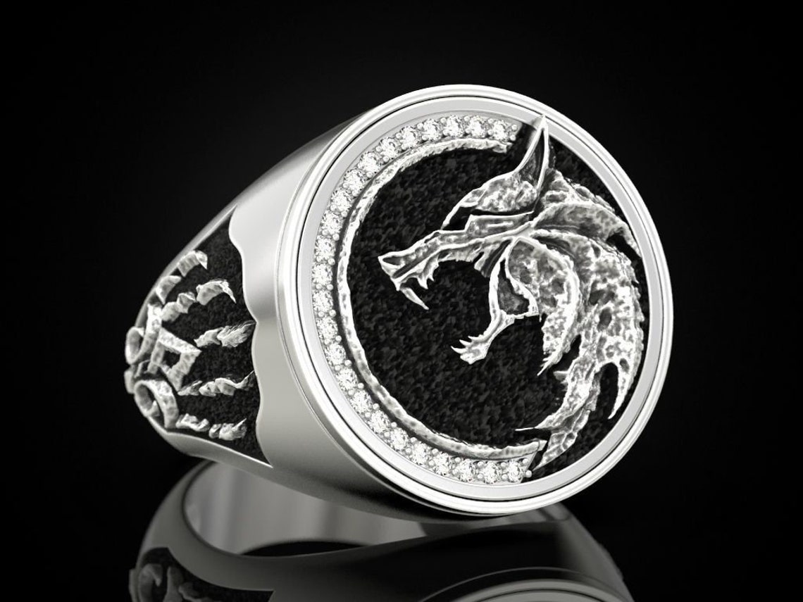 The Witcher Symbol Engraved Silver Ring Witcher Ring Etsy