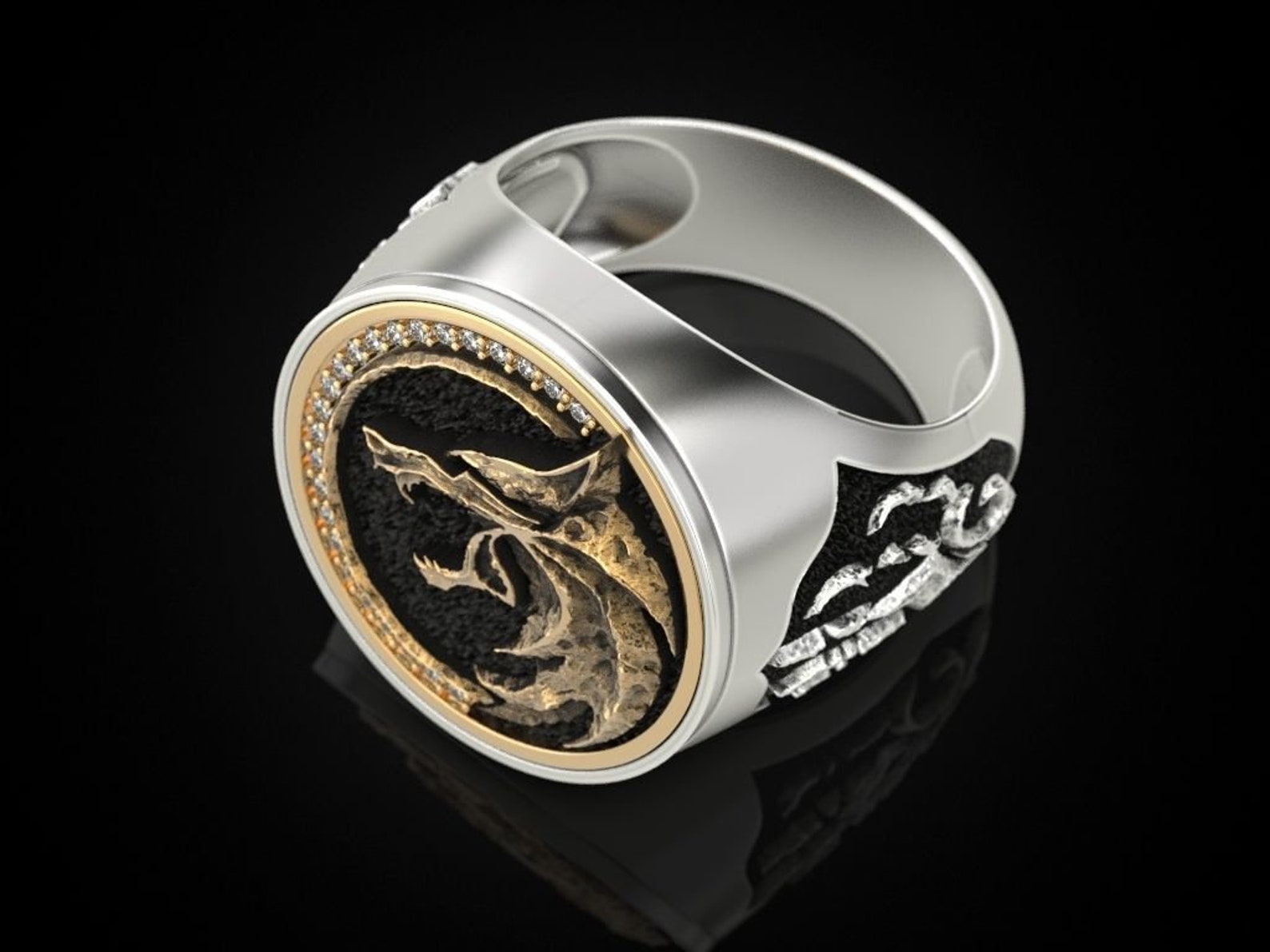 The Witcher Symbol Engraved Silver Ring Witcher Ring Etsy