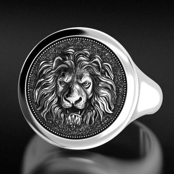 Lion Head Ring Signet Leo Ring Silver Lion King Ring Leo | Etsy