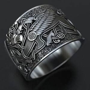 Griffin Ring, Viking Ring, Scandinavian Griffon ring, Pagan jewelry, Flying Dragon Ring, Gift for Her