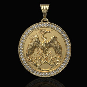 Phoenix Necklace, Phoenix Rising Pendant, Talisman Phoenix Pendant