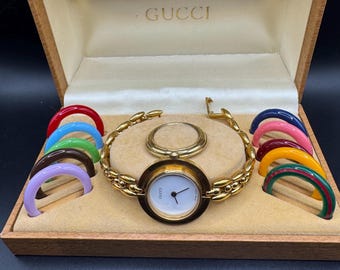 【ジャンク品】GUCCIチェンジベゼルウォッチ1100-Lパープル Genuine Gucci Metal Purple Bezel – Rare Find for Gucci Change