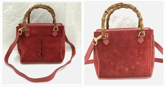 Authentic Gucci Bamboo Suede Shoulder/Crossbody B… - image 2