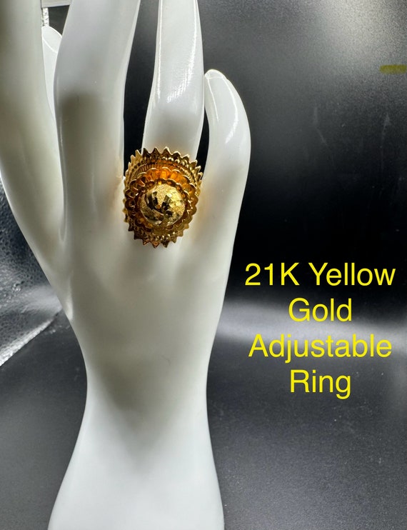 Vintage 21K Yellow Gold Statement Adjustable Ring