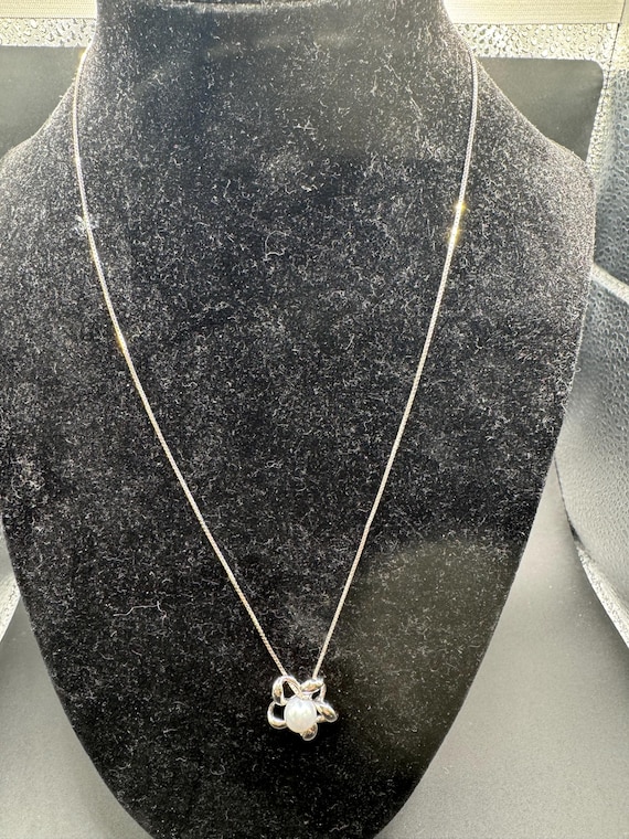 Fine Jewelry 14k White Gold Necklace with Slider Pearl Pendant