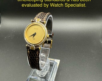 Vintage GUCCI Women's Watch Iconic Red Green Stripe Working