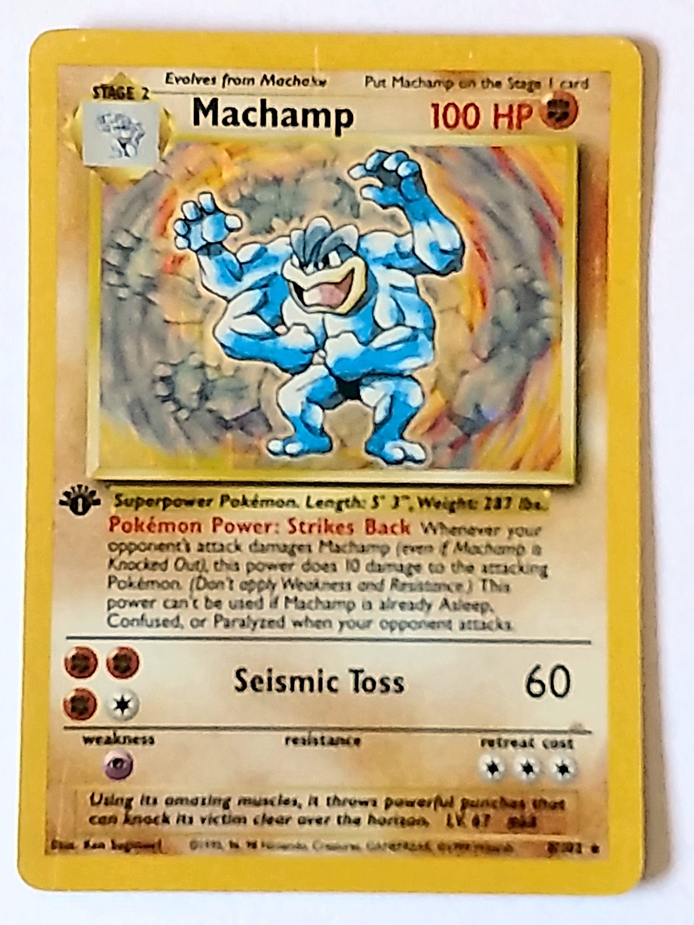 1st Edition Machamp 8/102 Pokemon Card Base Set Holo Foil Rare