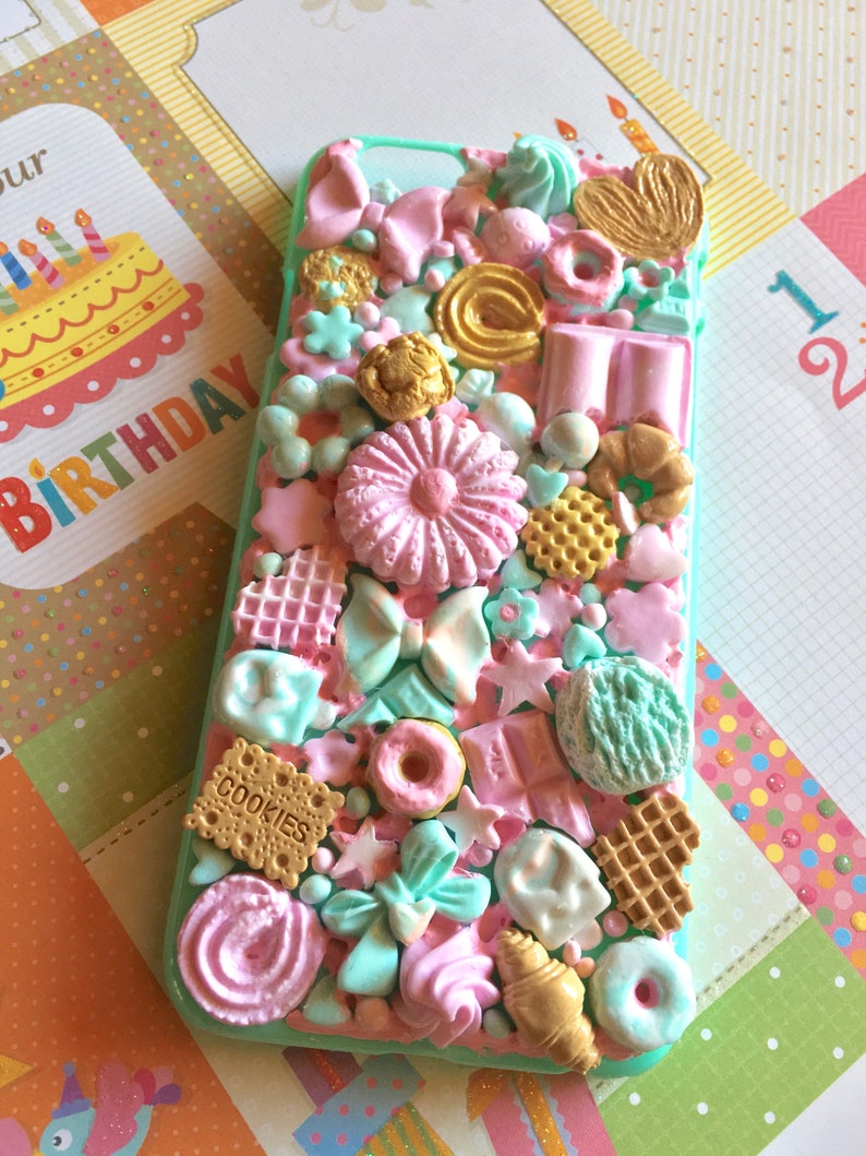 FOOD PHONE CASE. Kawaii phone case. Sweet cell phone case. Kawaii decoden phone case. Phone shell for iPhone and Samsung. 3D phone pastel image 9