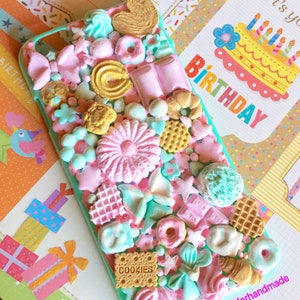 FOOD PHONE CASE. Kawaii phone case. Sweet cell phone case. Kawaii decoden phone case. Phone shell for iPhone and Samsung. 3D phone pastel image 8
