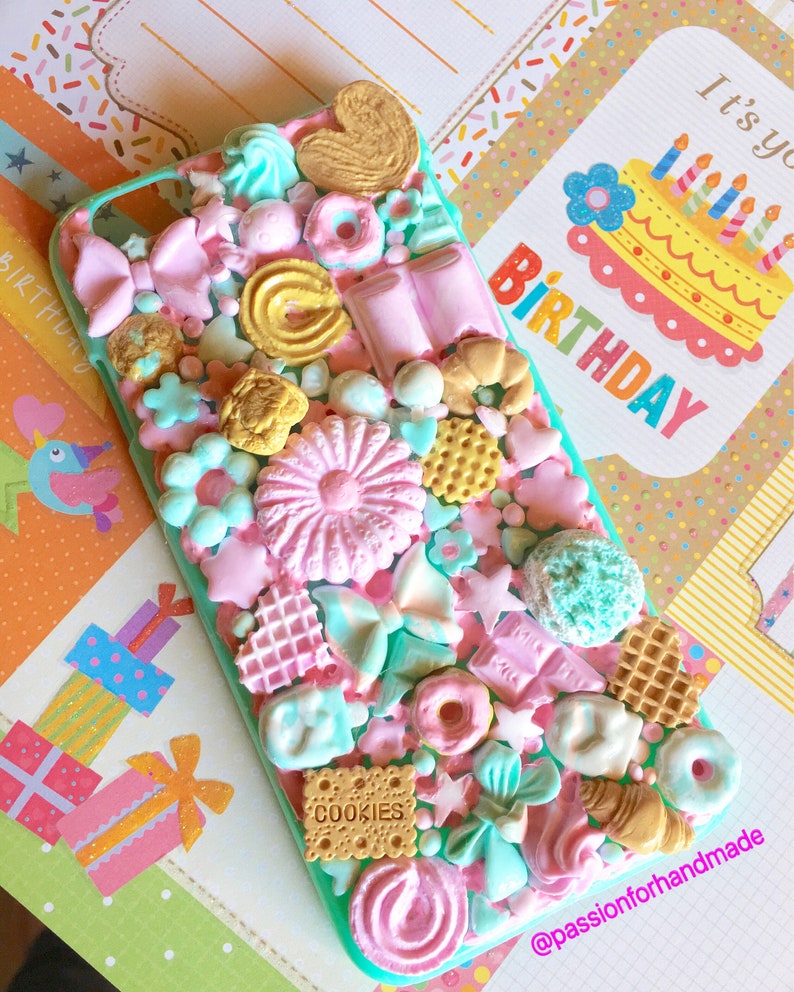 FOOD PHONE CASE. Kawaii phone case. Sweet cell phone case. Kawaii decoden phone case. Phone shell for iPhone and Samsung. 3D phone pastel image 8